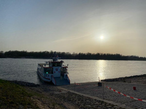 Rheinfähre in der Abendsonne.